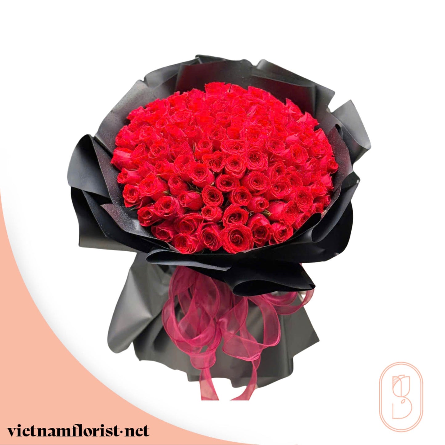 100 Roses, Roses bouquet 'Sun-Kissed Blooms' – Delivered in Hanoi, Da Nang, Ho Chi Minh, and across Vietnam