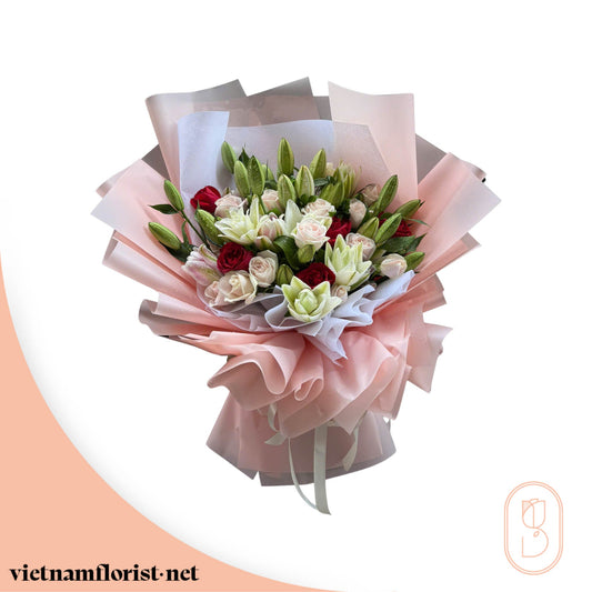 Blooming Symphony – Lily, Mixed, Roses bouquet by Vietnamflorist.net, perfect for any occasion.