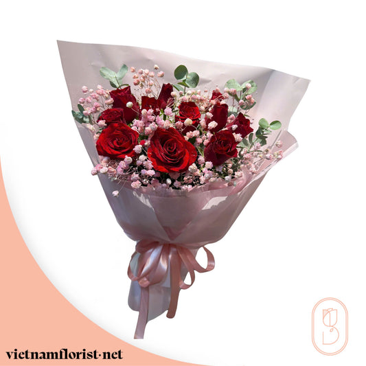 Roses bouquet 'Blush Whisper' – Delivered in Hanoi, Da Nang, Ho Chi Minh, and across Vietnam