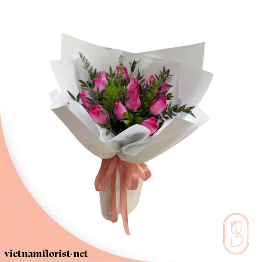 Roses bouquet 'Blushing Bride' – Delivered in Hanoi, Da Nang, Ho Chi Minh, and across Vietnam