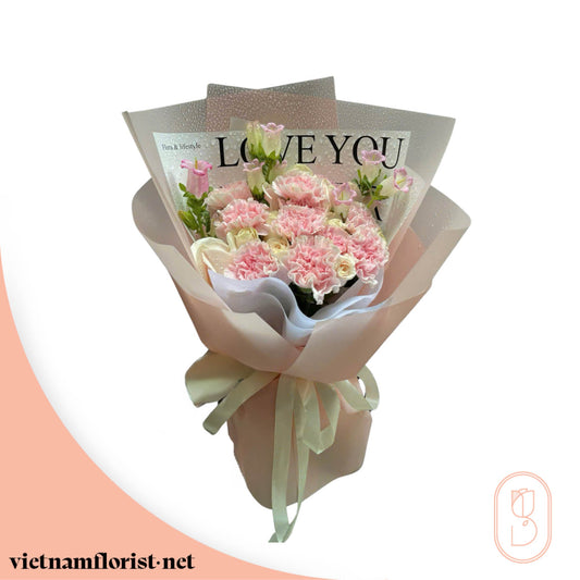 Mixed, Roses, Carnation bouquet 'Bold Bloom' – Delivered in Hanoi, Da Nang, Ho Chi Minh, and across Vietnam