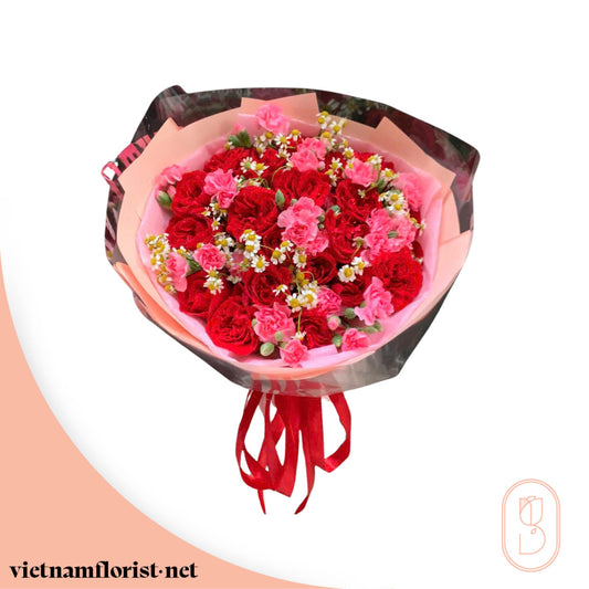 Mixed, Roses, Carnation, Daisy bouquet 'Color Me Cute' – Delivered in Hanoi, Da Nang, Ho Chi Minh, and across Vietnam