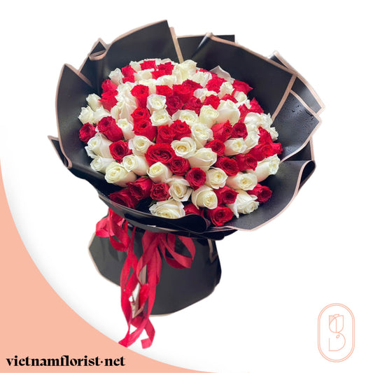 100 Roses, Roses bouquet 'Crimson Romance' – Delivered in Hanoi, Da Nang, Ho Chi Minh, and across Vietnam