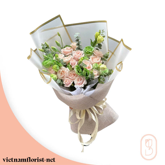 Roses, Lisianthus, Mixed bouquet 'Cuddle Bunch' – Delivered in Hanoi, Da Nang, Ho Chi Minh, and across Vietnam