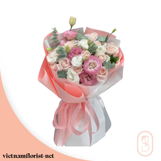 Roses, Lisianthus, Mixed bouquet 'Cupid’s Cluster' – Delivered in Hanoi, Da Nang, Ho Chi Minh, and across Vietnam