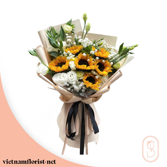 Lisianthus, Sunflower, Mixed bouquet 'Fierce Love' – Delivered in Hanoi, Da Nang, Ho Chi Minh, and across Vietnam