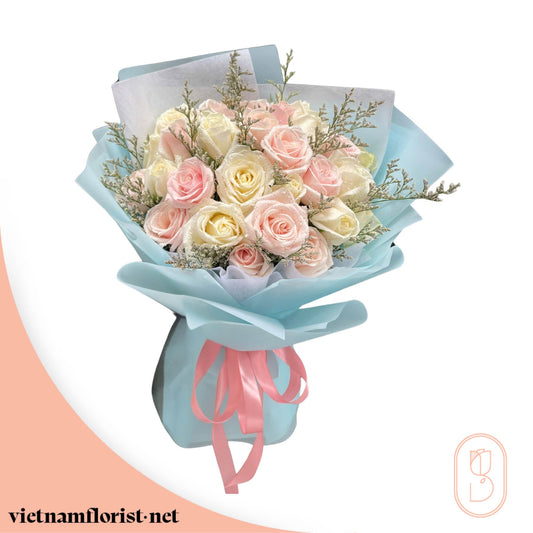 Roses bouquet 'First Frost Petals' – Delivered in Hanoi, Da Nang, Ho Chi Minh, and across Vietnam