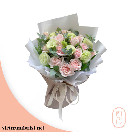 Roses, Lisianthus, Mixed bouquet 'Flirt & Bloom' – Delivered in Hanoi, Da Nang, Ho Chi Minh, and across Vietnam