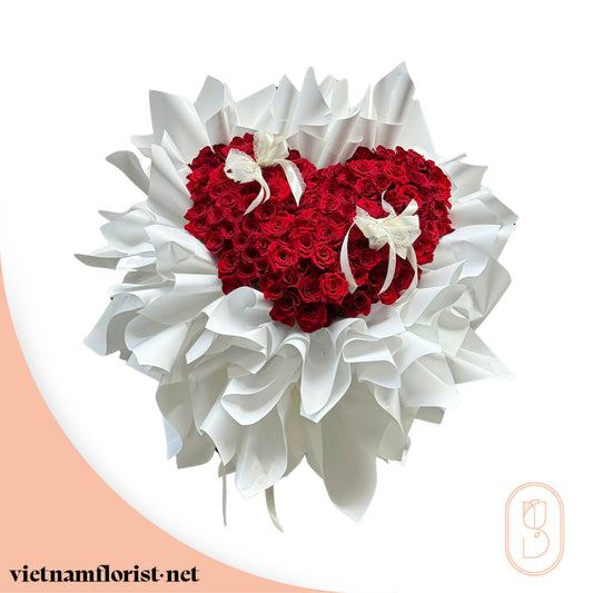 Hearts of Eternity – Roses, 100 Roses bouquet by Vietnamflorist.net, perfect for any occasion.