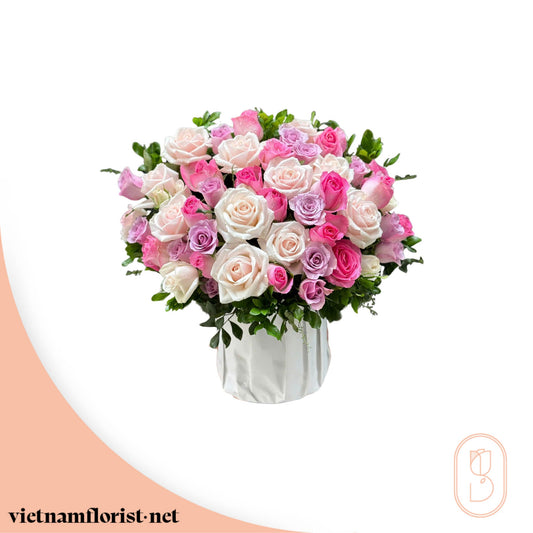 Joy Garden – With Basket, Roses bouquet by Vietnamflorist.net, perfect for any occasion.