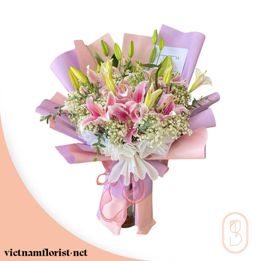 Purely Pink – Lily bouquet by Vietnamflorist.net, perfect for any occasion.