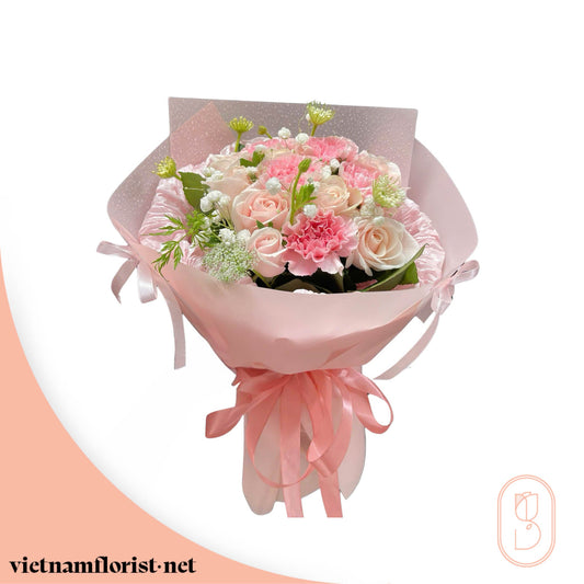 Roses, Carnation, Mixed bouquet 'Rebel Rose' – Delivered in Hanoi, Da Nang, Ho Chi Minh, and across Vietnam
