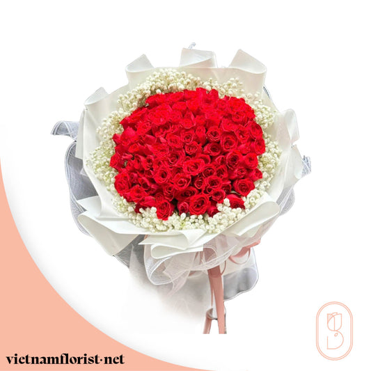 100 Roses, Roses bouquet 'Red Revolution' – Delivered in Hanoi, Da Nang, Ho Chi Minh, and across Vietnam