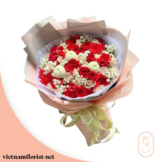 Daisy, Roses bouquet 'Rosé Symphony' – Delivered in Hanoi, Da Nang, Ho Chi Minh, and across Vietnam