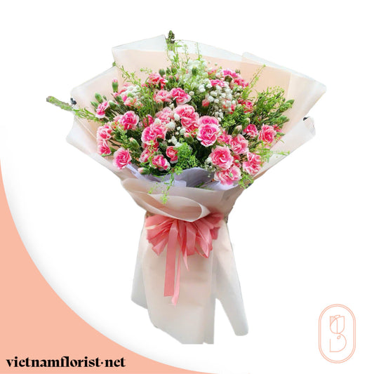 Carnation bouquet 'Rosé Vibes' – Delivered in Hanoi, Da Nang, Ho Chi Minh, and across Vietnam