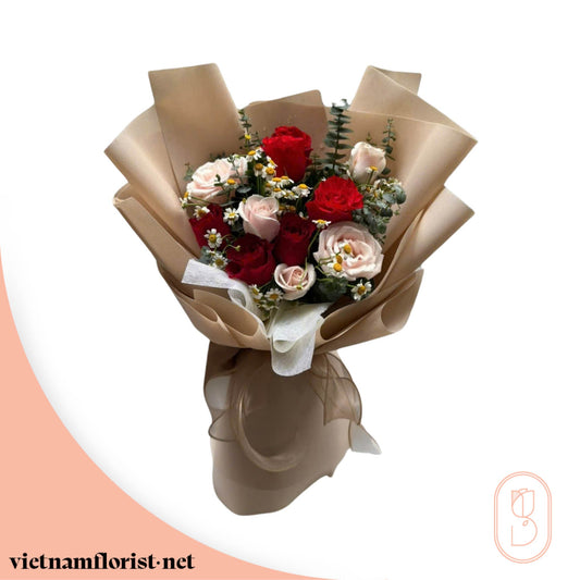 Roses, Daisy bouquet 'Soft Affair' – Delivered in Hanoi, Da Nang, Ho Chi Minh, and across Vietnam
