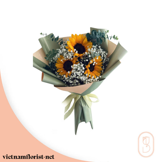 Sunshine Smile – Sunflower bouquet by Vietnamflorist.net, perfect for any occasion.