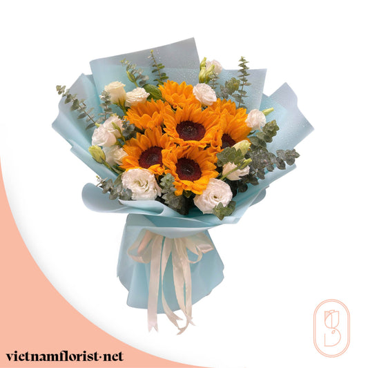 Lisianthus, Sunflower, Mixed bouquet 'Sweetheart Bloom' – Delivered in Hanoi, Da Nang, Ho Chi Minh, and across Vietnam