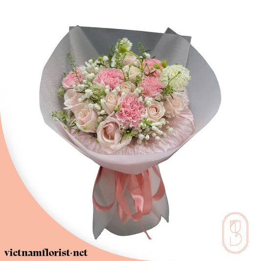 Roses, Carnation, Mixed bouquet 'The Bloom Spell' – Delivered in Hanoi, Da Nang, Ho Chi Minh, and across Vietnam