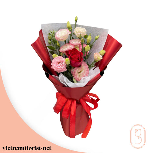 Roses, Lisianthus, Mixed bouquet 'The Fairy’s Rose' – Delivered in Hanoi, Da Nang, Ho Chi Minh, and across Vietnam