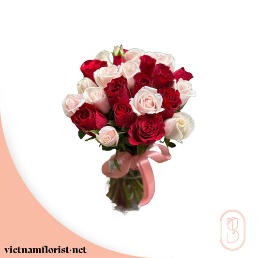 With Vase, Roses bouquet 'The Luxe Bunch' – Delivered in Hanoi, Da Nang, Ho Chi Minh, and across Vietnam
