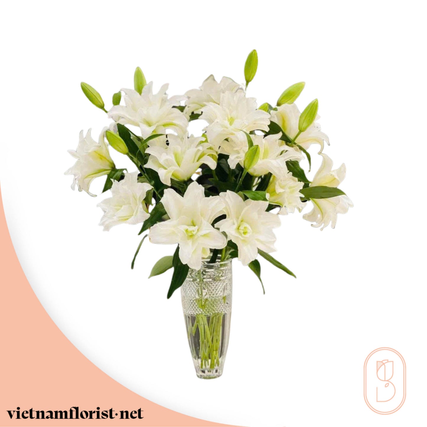 Lily, With Vase bouquet 'The Whisper' – Delivered in Hanoi, Da Nang, Ho Chi Minh, and across Vietnam