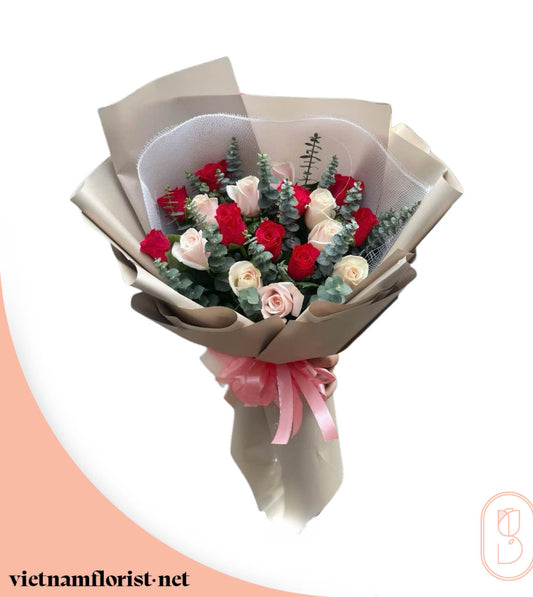 Roses bouquet 'Winter’s Light' – Delivered in Hanoi, Da Nang, Ho Chi Minh, and across Vietnam